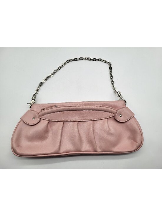 The Limited Handbags - Vintage y2k Pink Faux Leather Purse Handbag Silver Tone Chain The Limited Grunge